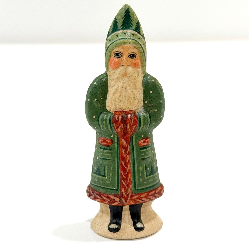 Vaillancourt Belsnickel 3 1997 Collectors Weekend Chalkware Green Coat Christmas